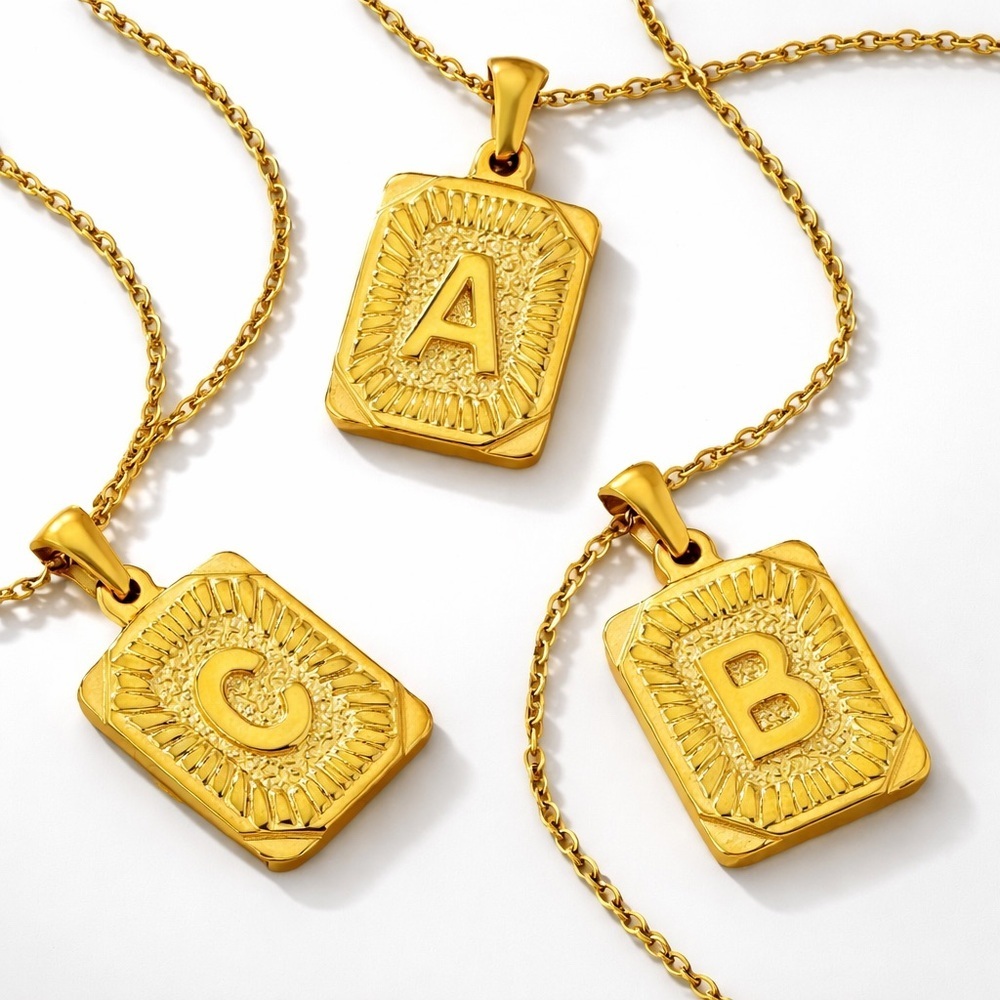 Gold Monogram Initial Necklace (G) (9024)